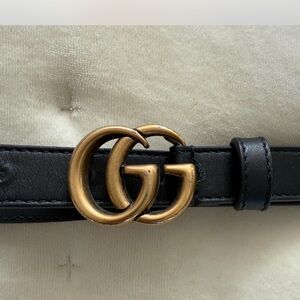 Gucci Black Belt with Gold GG Buckle